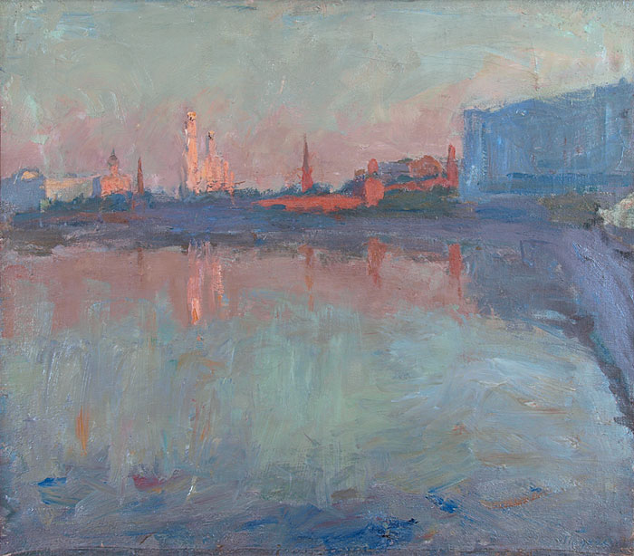Картина Подколзин А.А. Московский Кремль на рассвете. 1977 г. Холст, масло.