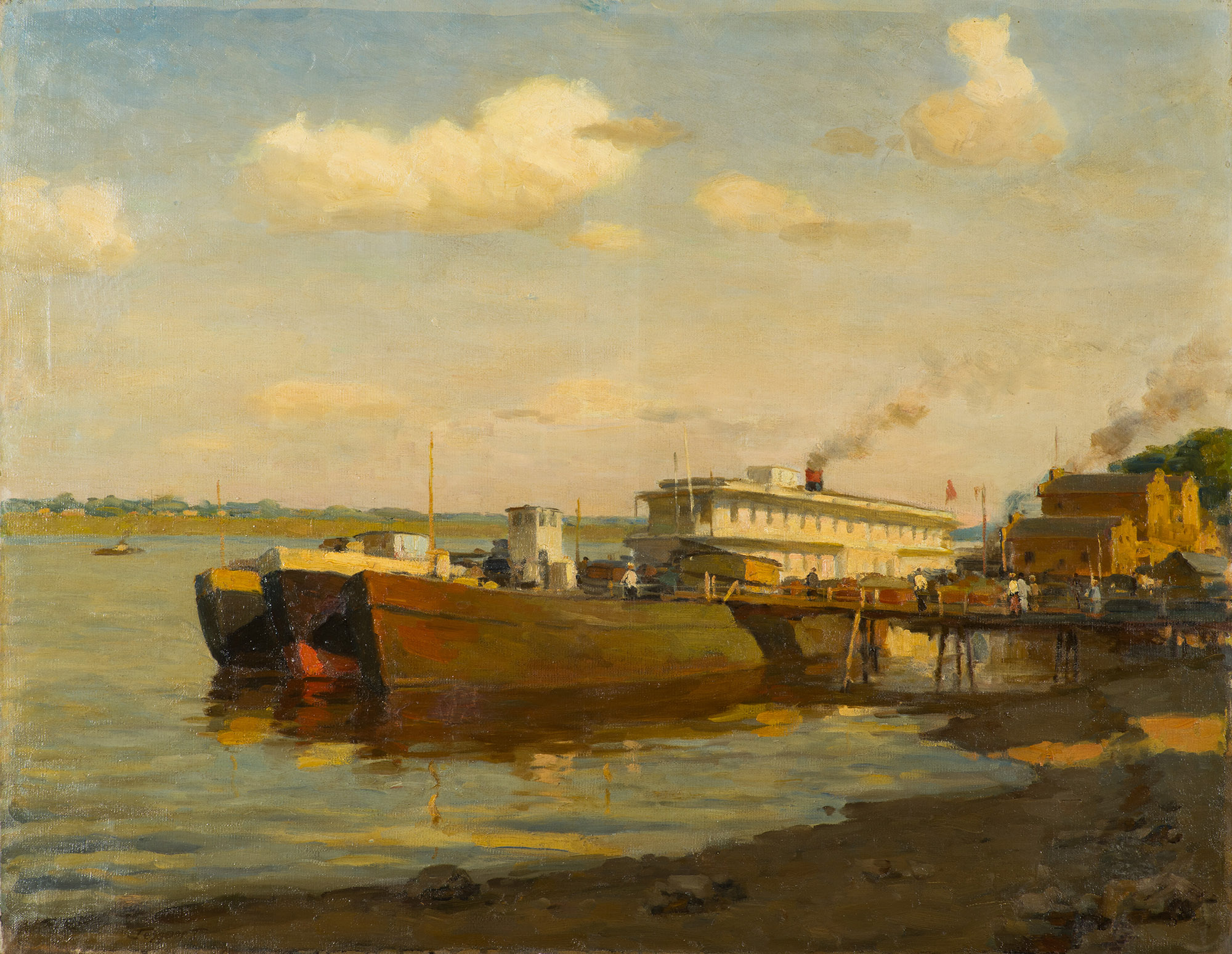 Картина Гордон Г.М. Волжская пристань. 1956 г. Холст, масло.