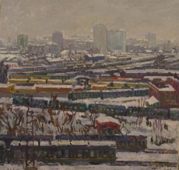 Картина Сысолятин Г.А. Москва. Рижский вокзал. 1975 г. Холст, масло.
