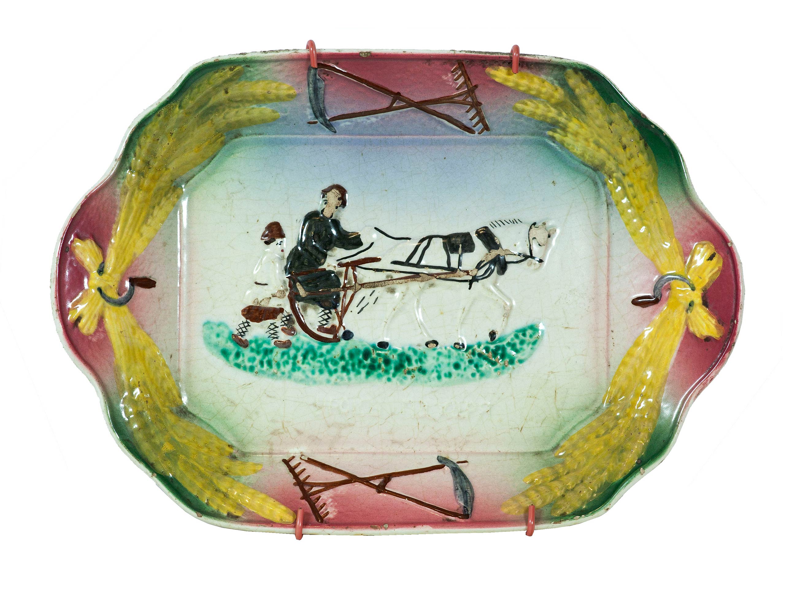 Картина * Фрих-Хар И.Г. Сухарница «Урок пахаря». 1930-е гг. Фаянс, роспись, глазурь.