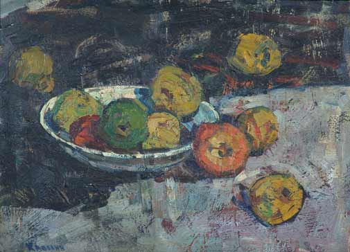 Apples on a plate.
