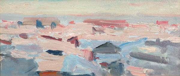 Картина Ромадин Н.М. Снег под солнцем. 1940 г. Картон, масло.