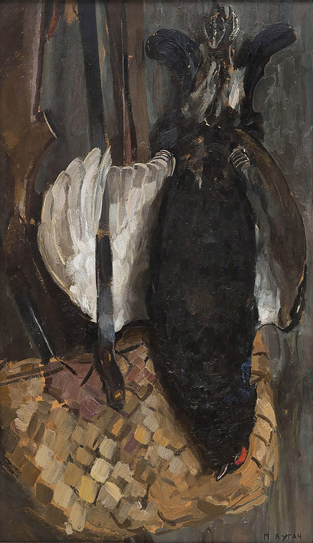Картина Кугач М.Ю. Натюрморт с тетеревом. 1964 г. Картон, масло.