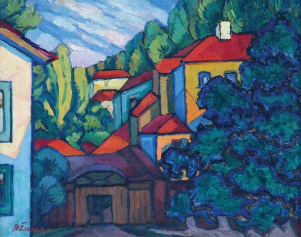 Картина Глинка В.Н. Городок. 1910 г. Картон, масло.