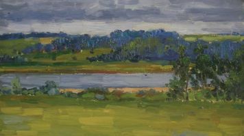Картина Литко-Улицкий Д.В. Прилуки. Ока.  Картон, масло.