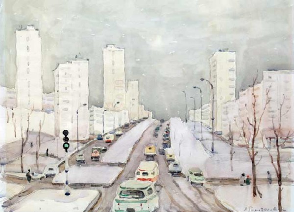 Картина Ромодановская А.А. Москва. Чертаново. 1973 г. Бумага, акварель.