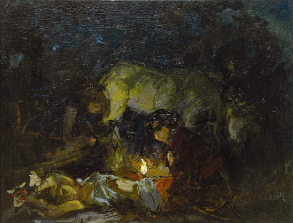 Картина Ромадин Н.М. Ночное. Воспоминание о 1918 г. 1973 г. Холст, масло.