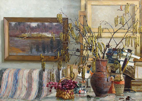 Картина Барченков Н.И. Натюрморт в интерьере. 1950-е гг. Холст, масло.
