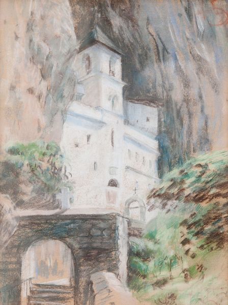 Картина Налбандян Д.А. Монастырь в горах. Конец 1920-х гг. Бумага, пастель.