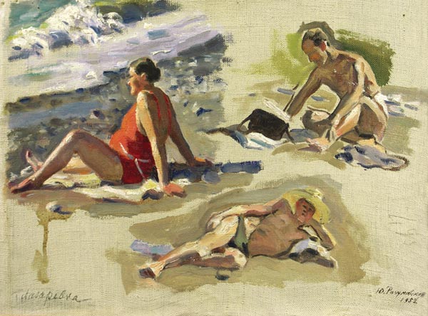 On the beach.Sketches.