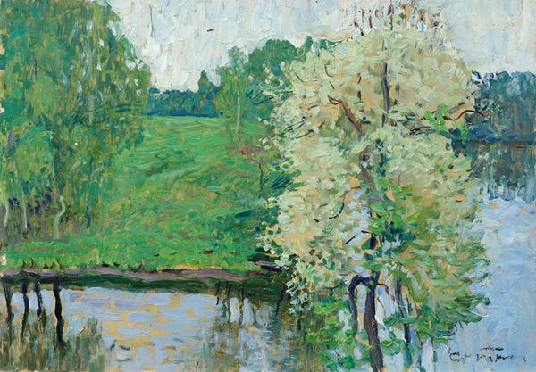Картина Ткачев А.П. Черемуха цветет. 1996 г. Картон, масло.