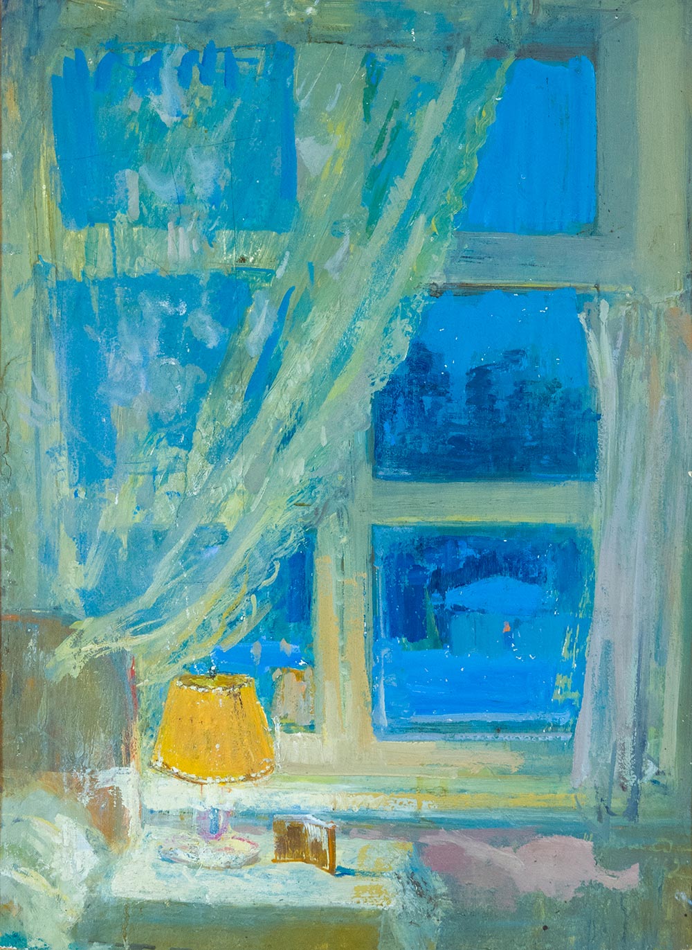 Картина Ромадин Н.М. Окно. 1962 г. Картон, масло.