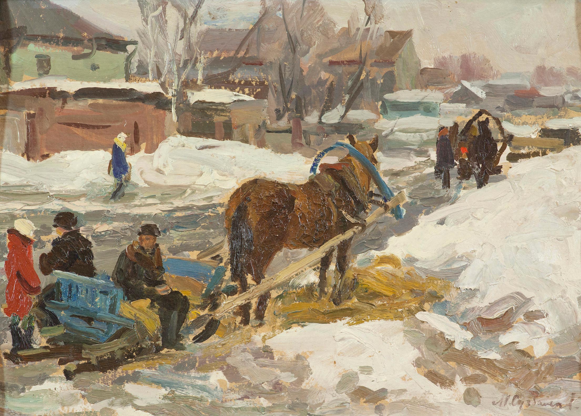 Картина Суздальцев М.А. Конец февраля. 1979 г. Картон, масло.
