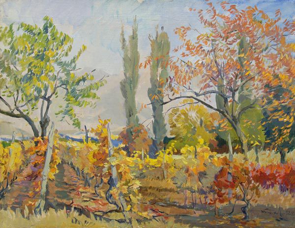 Картина Поляков В.И. Осенний пейзаж. 1952 г. Холст, масло.