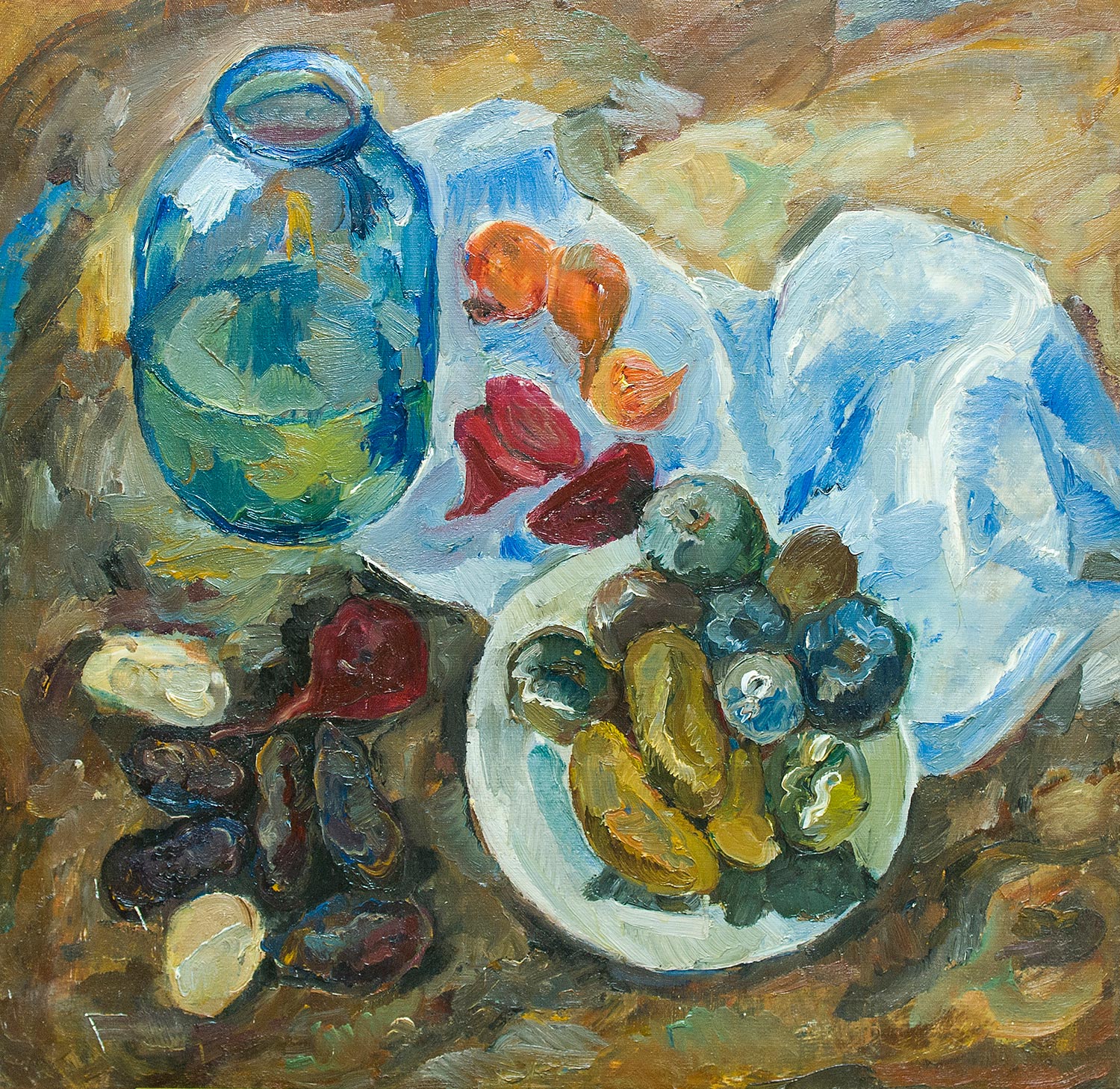 Картина Бешкинская Л.П. Натюрморт с овощами и банкой.  80,5х80,3.