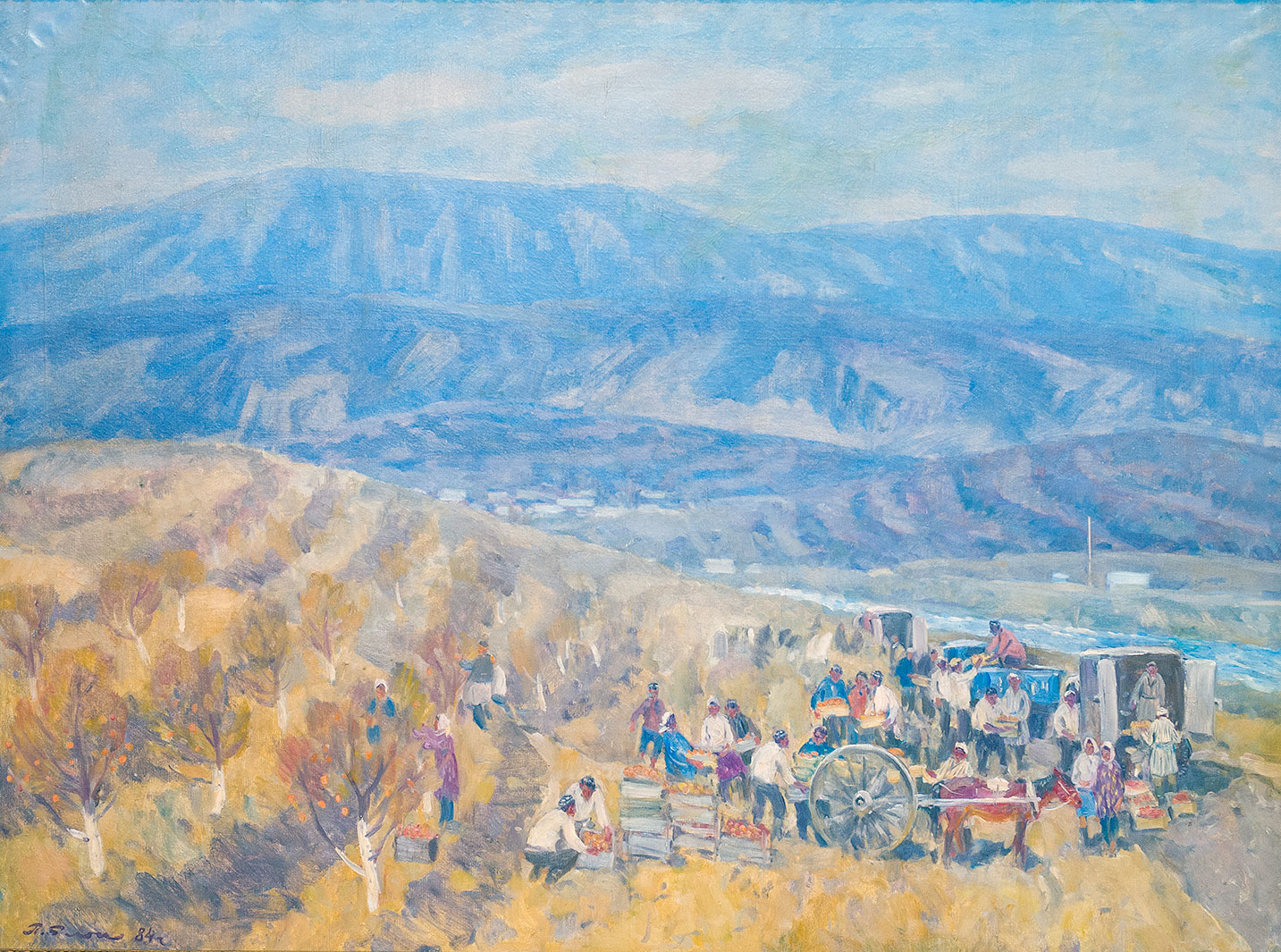 Картина Блок П.П. Уборка урожая. 1984 г. Холст, масло.