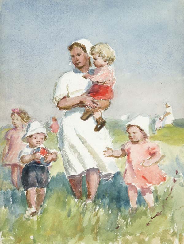 Kindergarten on a walk.