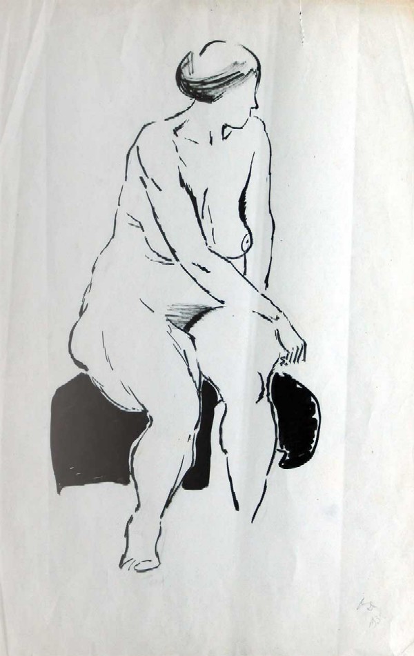 Картина Дейнеко О.К. Обнаженная. 1932 г. Бумага, тушь.