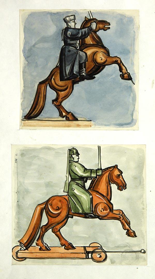 Картина Кондратьев В.С. Эскиз солдатиков II.  бумага, акварель.