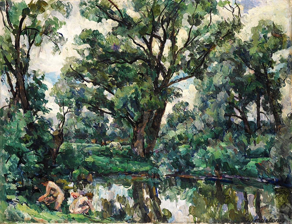 Landscape with horses.