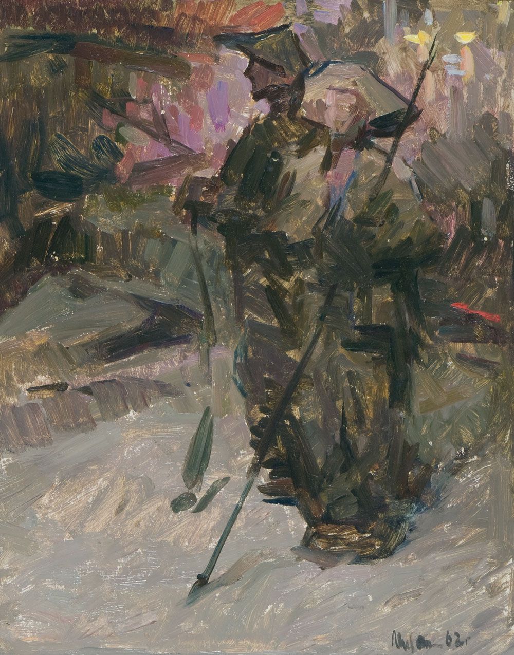 Картина Шостак Д.З. Доменщики. 1962 г. Картон, масло.