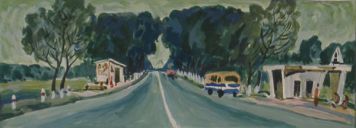 Картина Маркин В.А. Автобусная остановка.  Картон, темпера.
