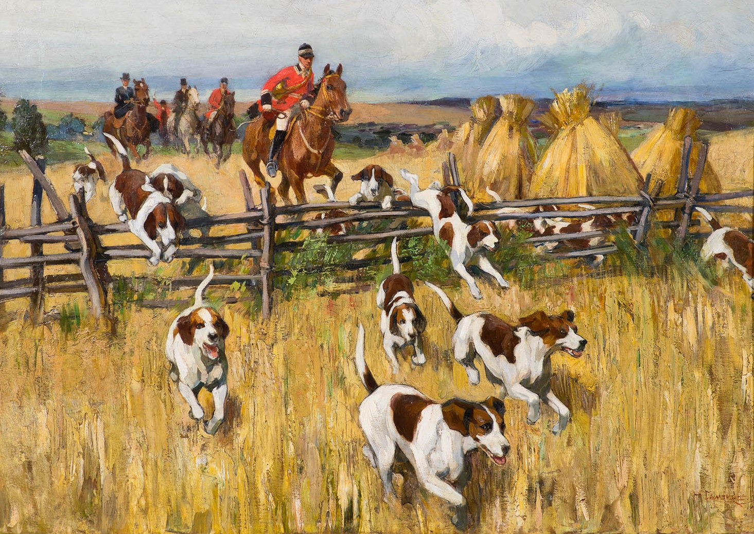Картина Самокиш Н.С. Охота с гончими. Середина 1880-х- начало 1910-х гг. Холст, масло.
