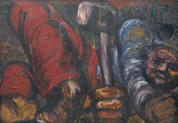 Self-portrait with a hammer.