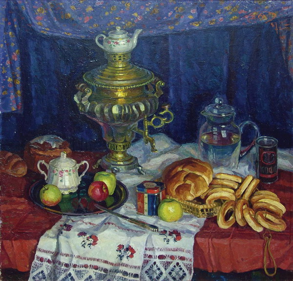 Картина Тарелкин Б.И. Русский чай. 1987 г. Холст, масло.