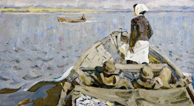 Картина Ермолин Р.Н. Рыбачка. Вторая половина ХХ в. Картон, масло.
