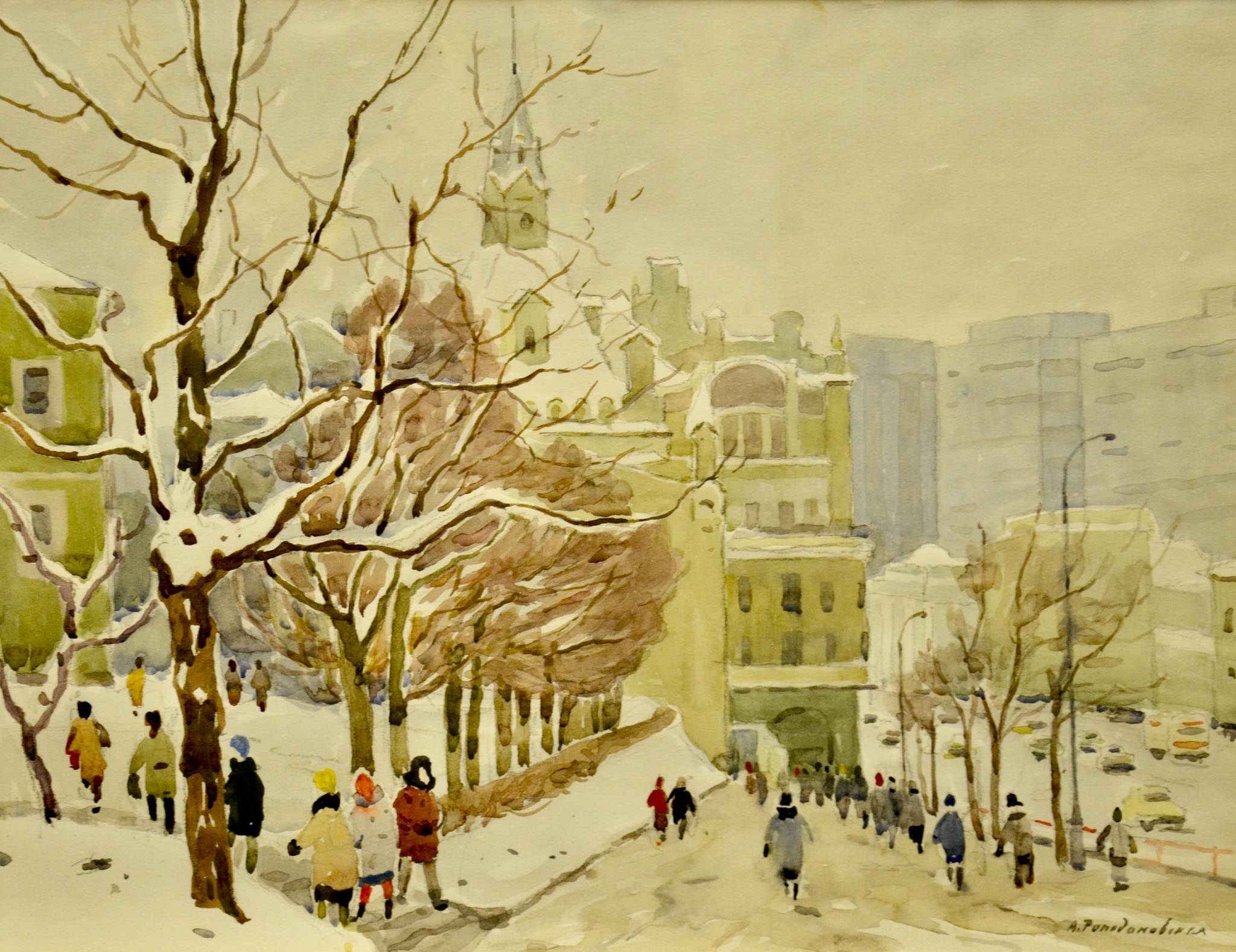 Картина Ромодановская А.А. Проспект Маркса. 1972 г. Бумага, акварель.