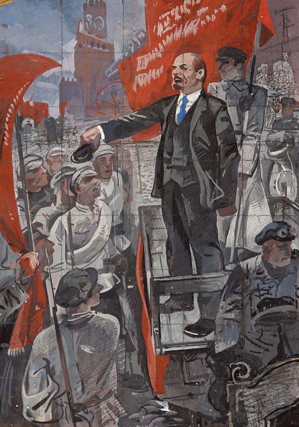 Картина Ладвищенко В.М. Митинг.  Оргалит, темпера.