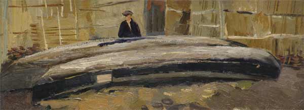 Картина Стожаров В.Ф. Галич. Лодки. 1961 г. Картон, масло.