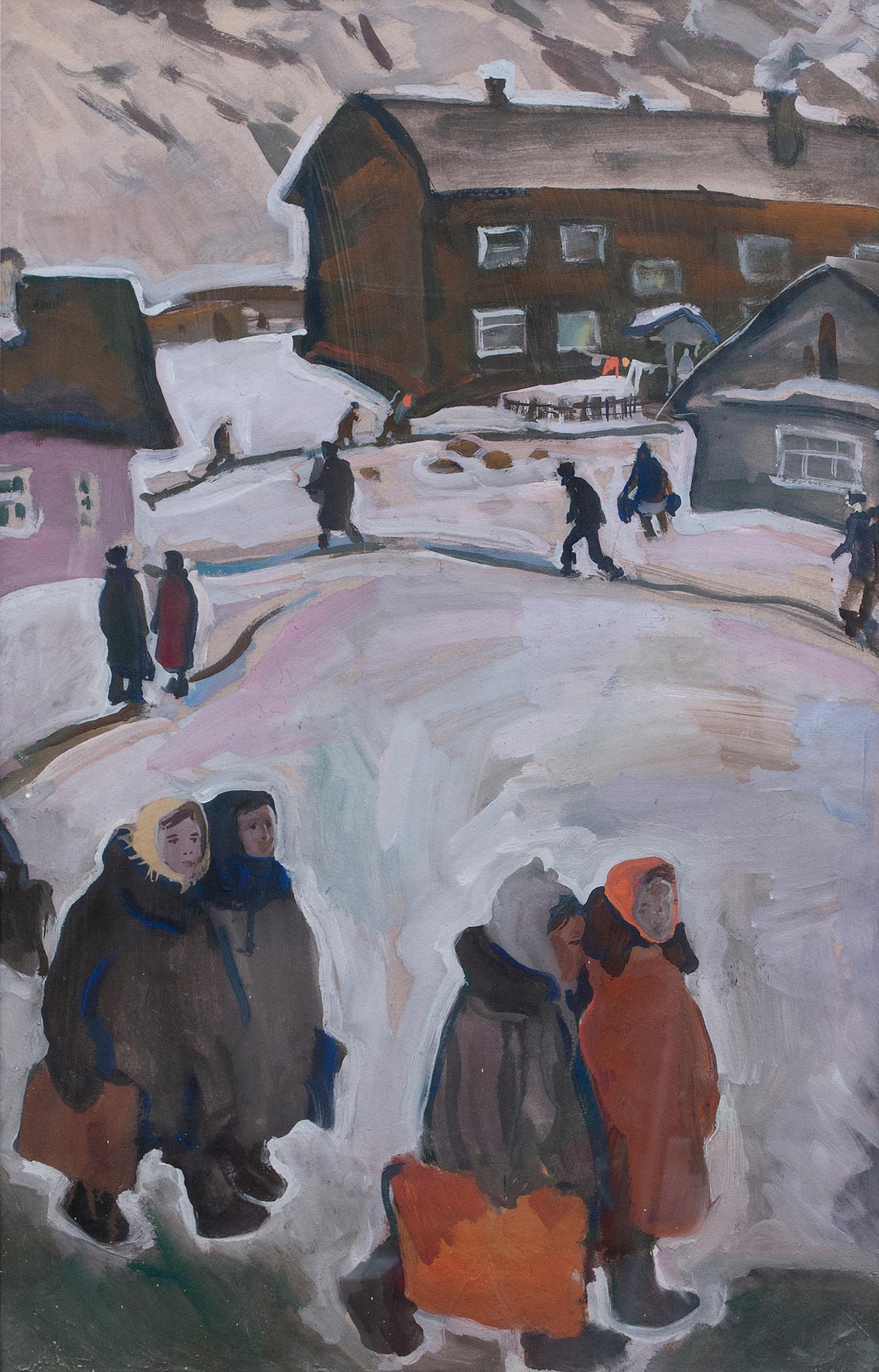 Картина Алексеев А.Е. Школьницы. 1962 г. Картон, темпера.
