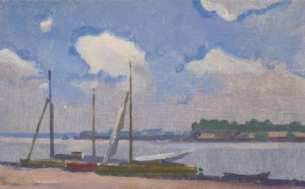 Картина Нисский Г.Г. Яхты у берега. 1960-е гг. Холст, масло.