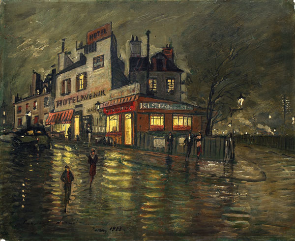 Картина Коровин К.А. A cote de la gare. Rue de Malmaison 30. 1938 г. Картон на фанере, масло.