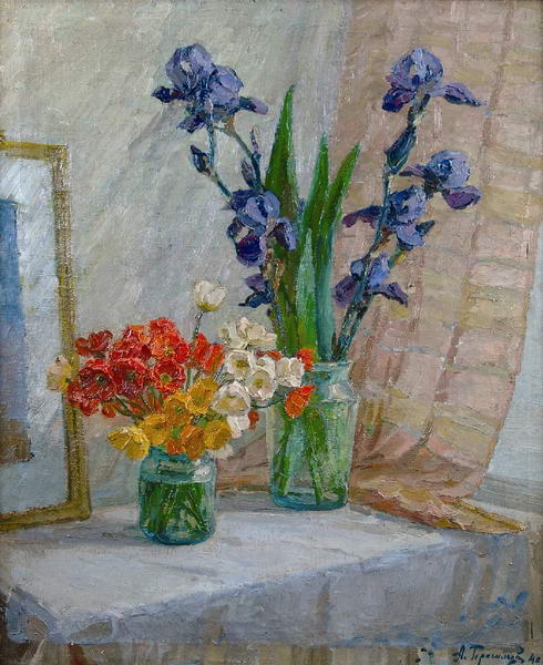 Still life with irises.