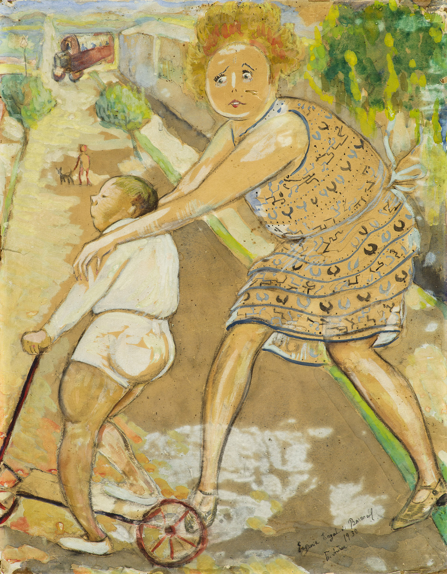 Картина Енгалычева-Баранова Е.П. На улице Буэнос-Айреса. 1930 г. Бумага, смешанная техника.