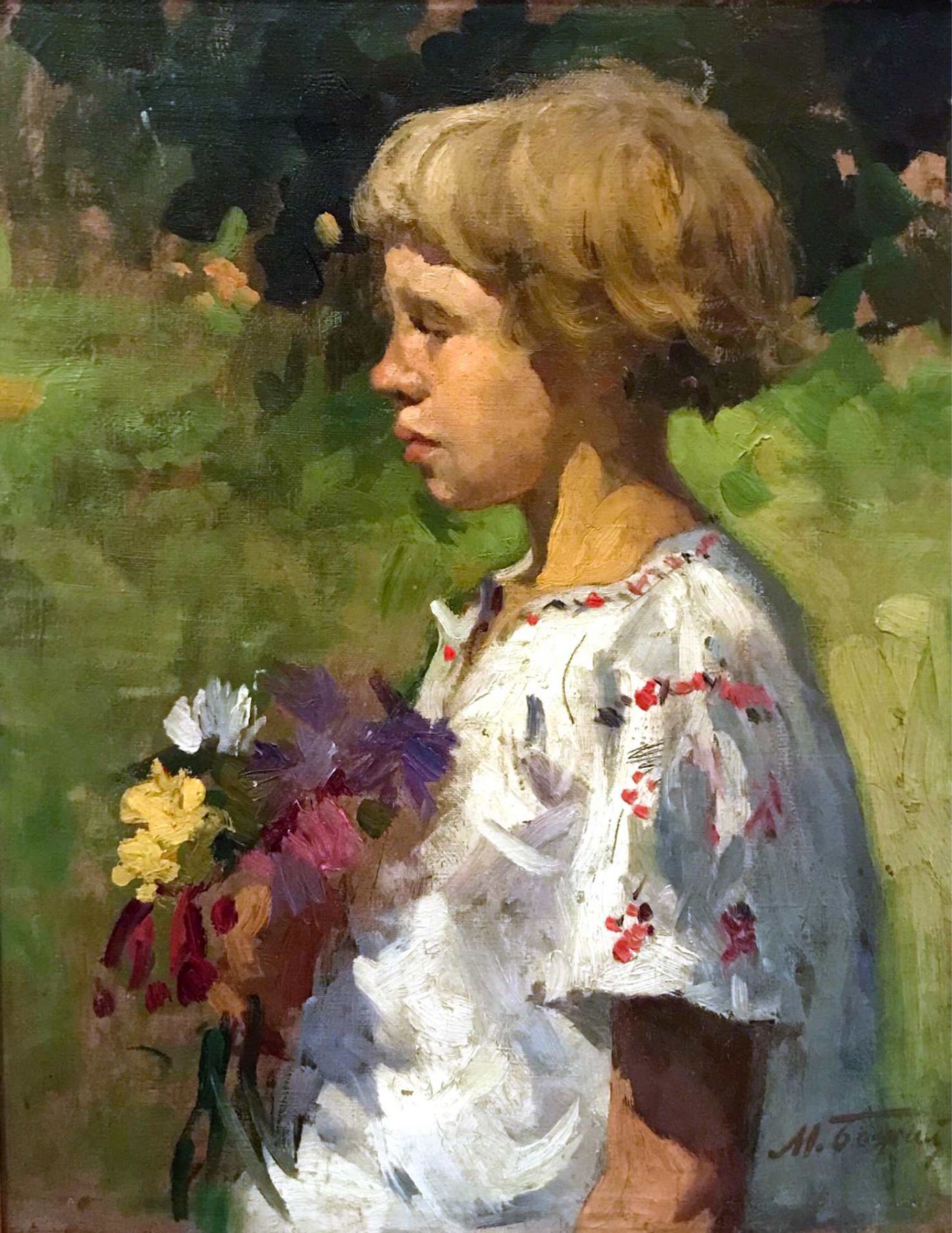 Girl with a bouquet.