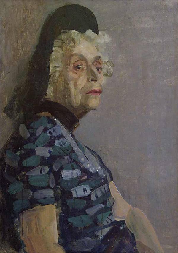 Картина Осмеркин А.А. Портрет дамы в черном берете. Конец 1940-х - начало 1950-х гг. Холст, масло.