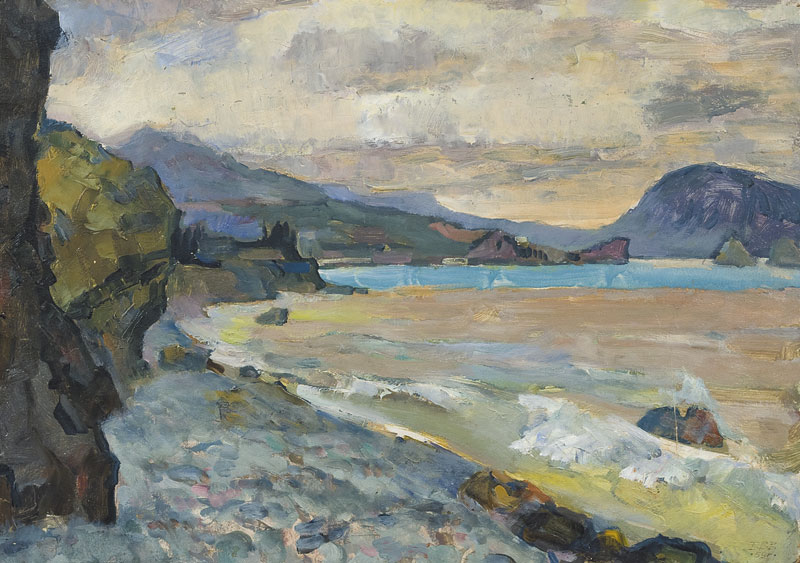 Картина Вышлов В.В. Вид Артека. 1959 г. Картон, масло.