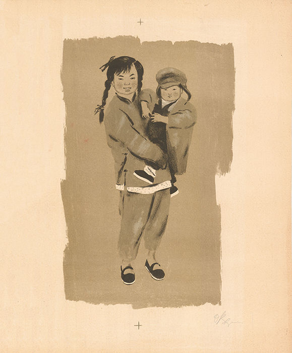 Картина Верейский О.Г. Мама с ребенком. 1950-1960-е гг. Литография.