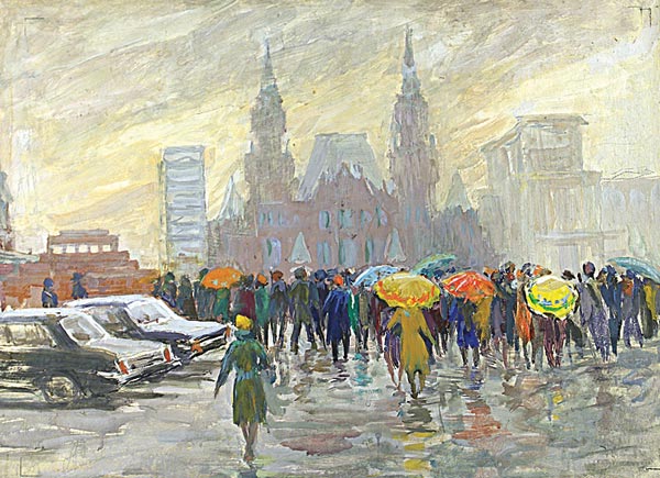 Картина Тальберг Б.А. Москва. 1970 г. Картон, смешанная техника.