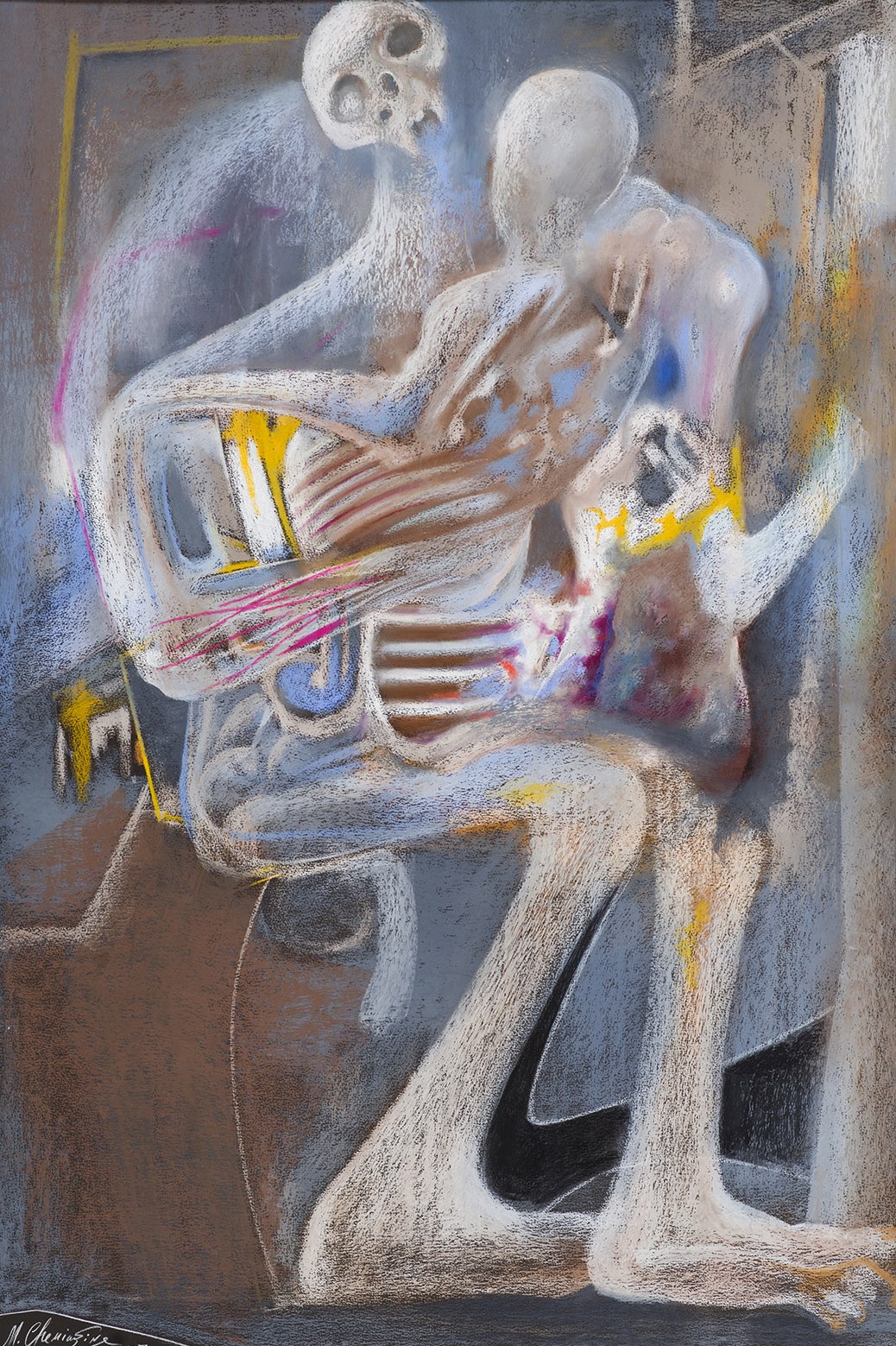 Картина Шемякин М.М. Сидящие. 1987 г. Картон, пастель.