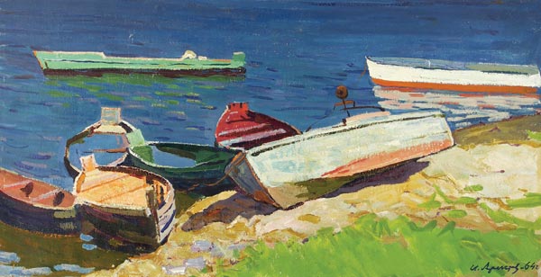 Картина Аристов И.Н. И.Н. Лодки. 1964 г. Картон, масло.
