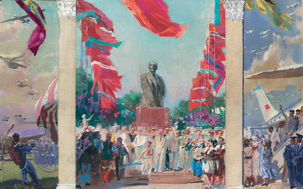 Триптих. Эскиз росписи в центральном доме авиации им. Фрунзе.
