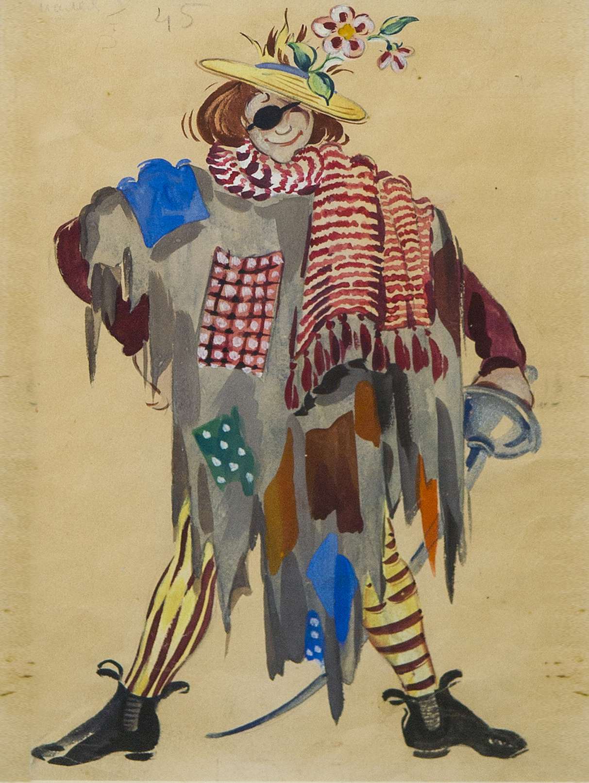 Картина Бруни Т.Г. Эскиз театрального костюма. 1950-1960-е гг. Бумага, смешанная техника.