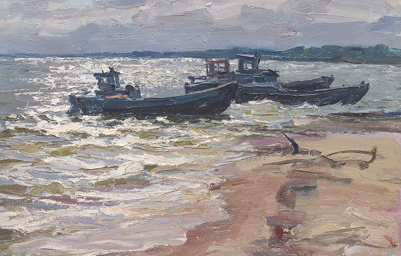 Картина Суздальцев М.А. На Волге. 1970-е гг. Картон, масло.