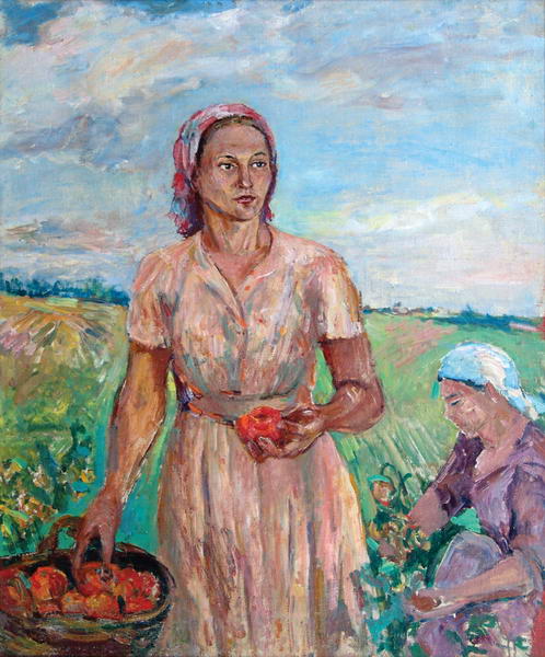 На уборке урожая.