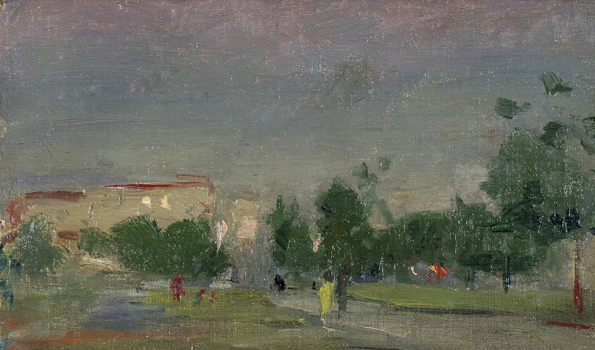 Картина Ромадин Н.М. Сумерки. 1940-е гг. Картон, масло.